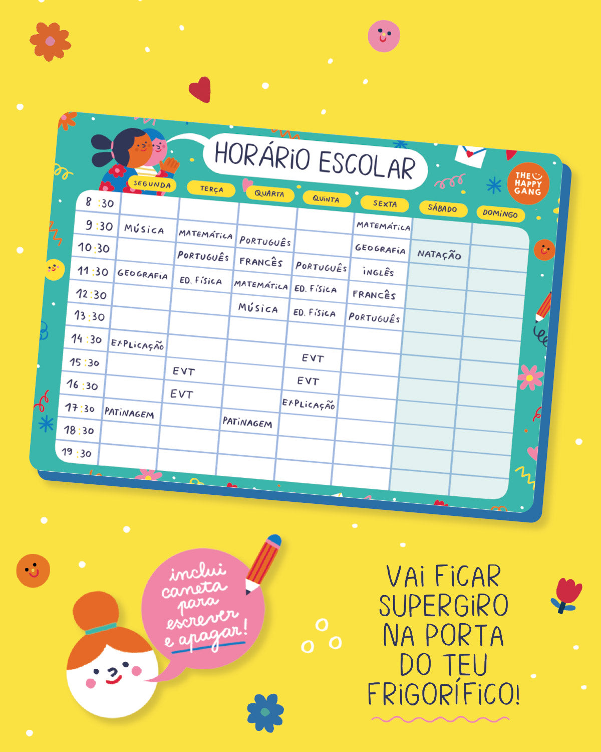 Horário Escolar Magnético - Horários - The Happy Gang