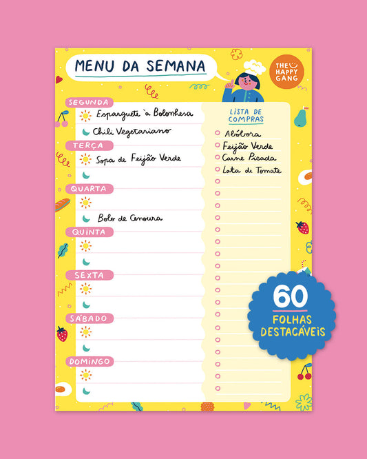 Bloco Menu Semanal - Planeadores - The Happy Gang