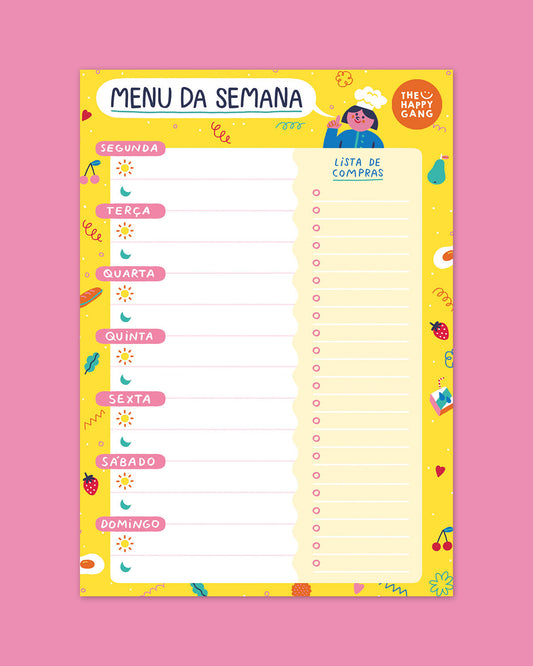 Bloco Menu Semanal - Planeadores - The Happy Gang